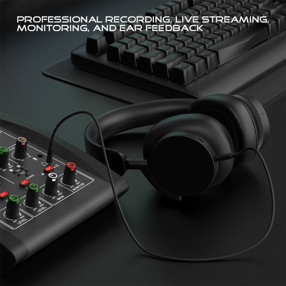 4-Channel Audio Mixer with 48V Phantom Power for Home Studio & Live Streaming