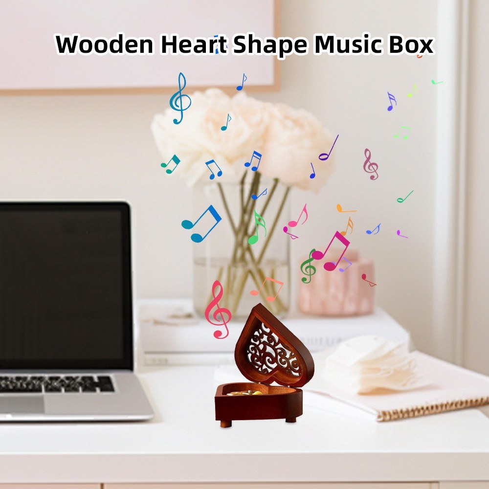 Elegant Heart-Shaped Wooden Music Box: The Perfect Gift for Every Occasion