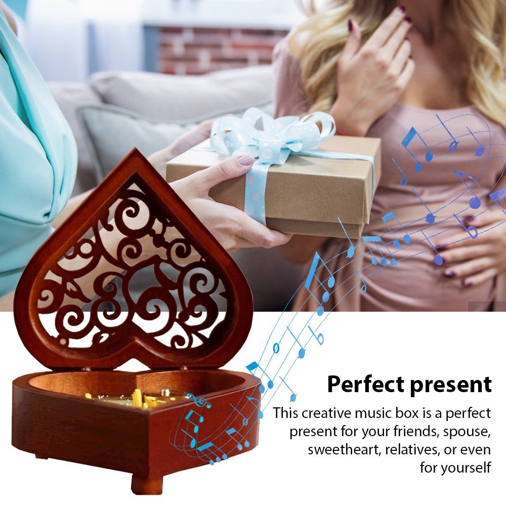 Elegant Heart-Shaped Wooden Music Box: The Perfect Gift for Every Occasion