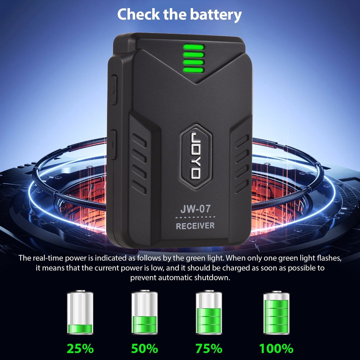 JOYO JW-07 2.4G Wireless In-Ear Monitor System - Premium Sound, Ultra-Low Latency, Extended Range