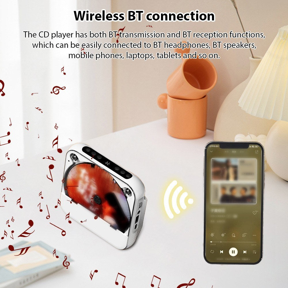 Portable HiFi Stereo CD Player KC-816 BT - LED Display, FM Radio, USB/AUX, Remote Control