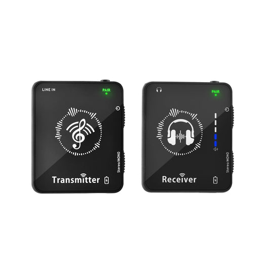 2.4GHz Wireless Earphone Monitor System - SM-1 Rechargeable Transmitter & Receiver, 98ft Range, Mono/Stereo Switch
