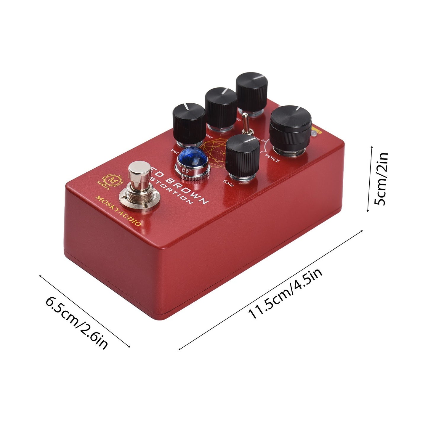 MOSKYAUDIO M Series Red Brown Distortion Guitar Effects Pedal with True Bypass