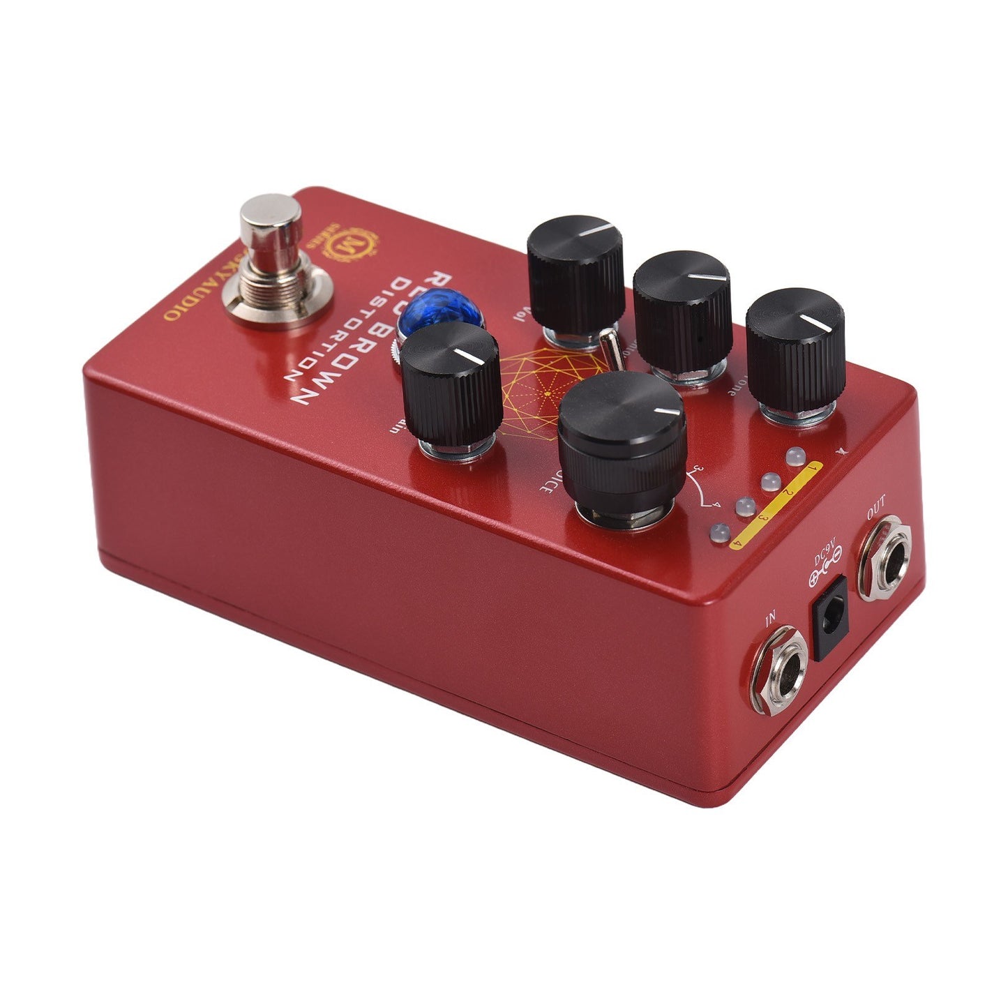 MOSKYAUDIO M Series Red Brown Distortion Guitar Effects Pedal with True Bypass