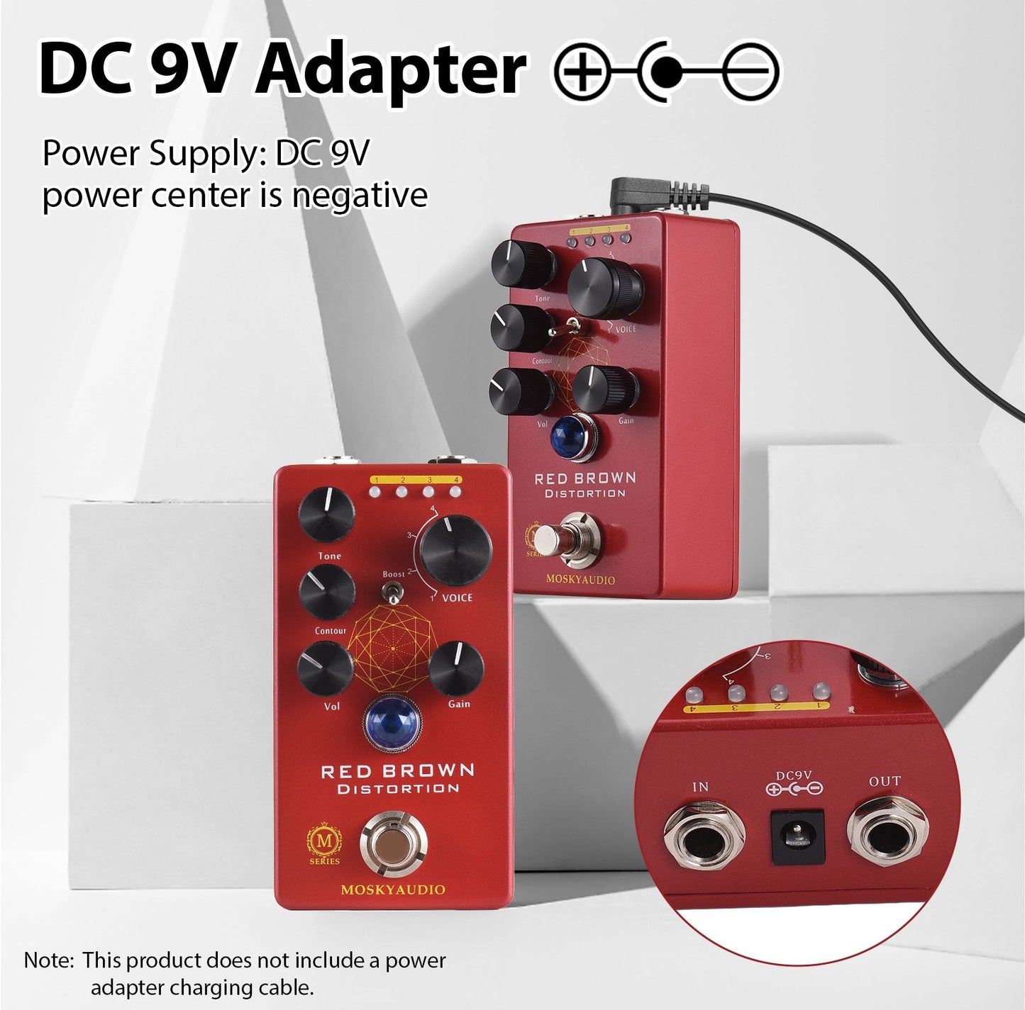 MOSKYAUDIO M Series Red Brown Distortion Guitar Effects Pedal with True Bypass