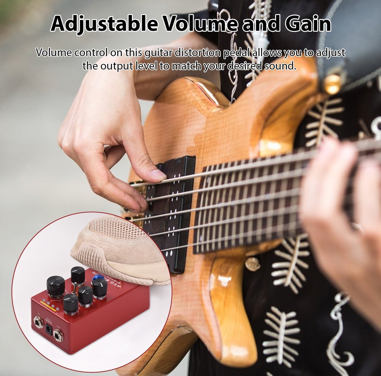 MOSKYAUDIO M Series Red Brown Distortion Guitar Effects Pedal with True Bypass