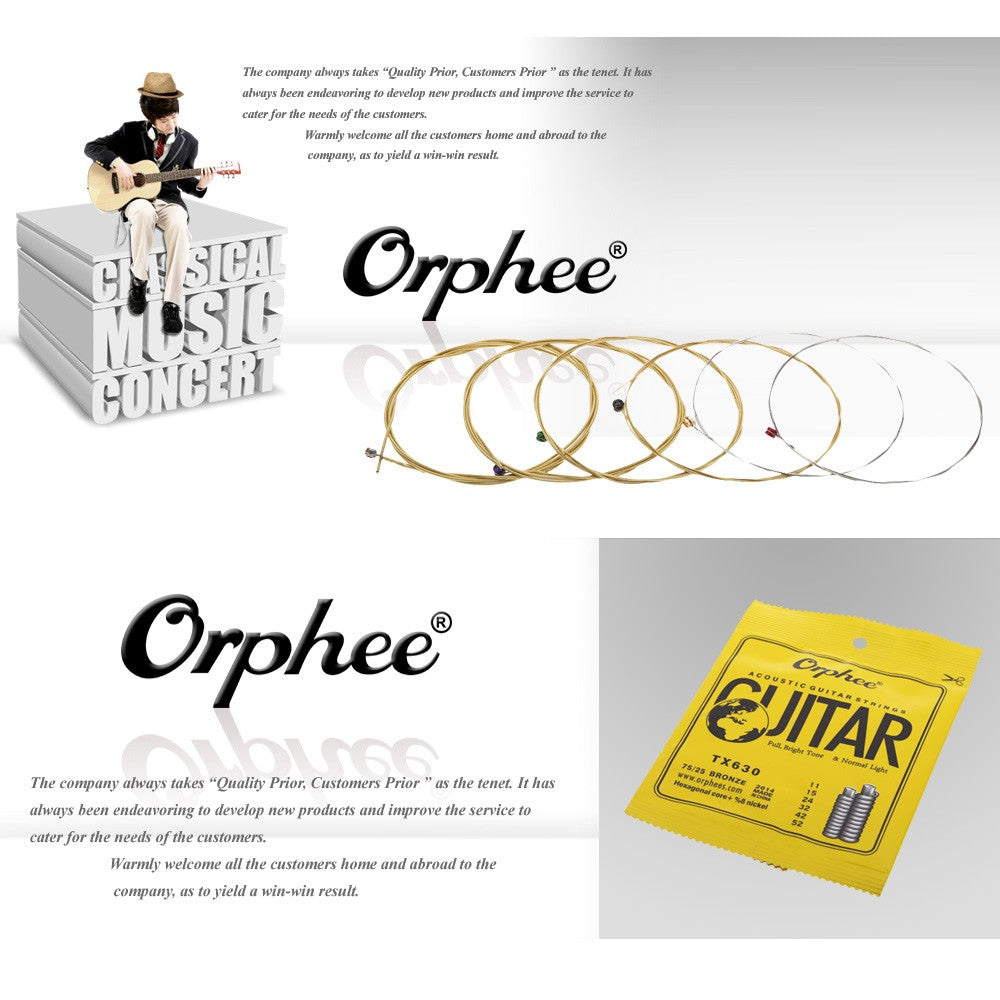Orphee TX630 Phosphor Bronze Acoustic Guitar Strings (.011-.052) 75/25