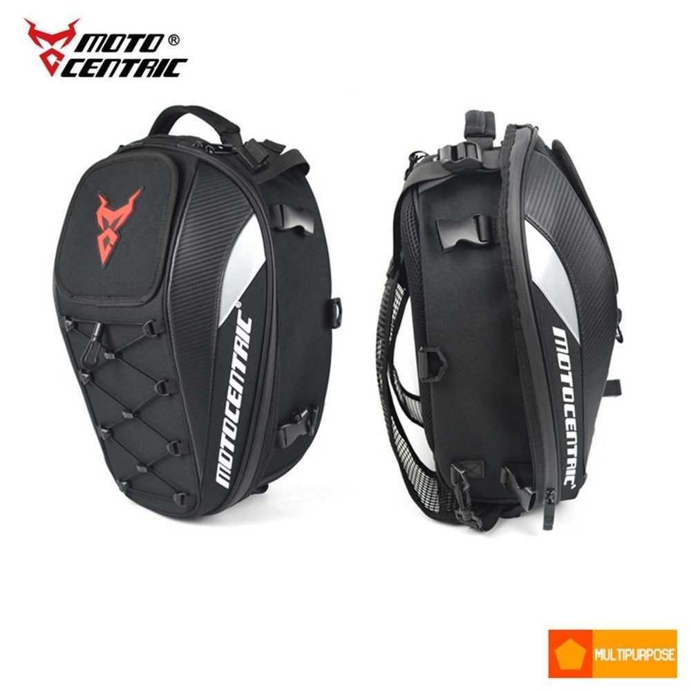 Red Motorcycle Dual-Use Seat Bag & Backpack for Helmet and Luggage Storage