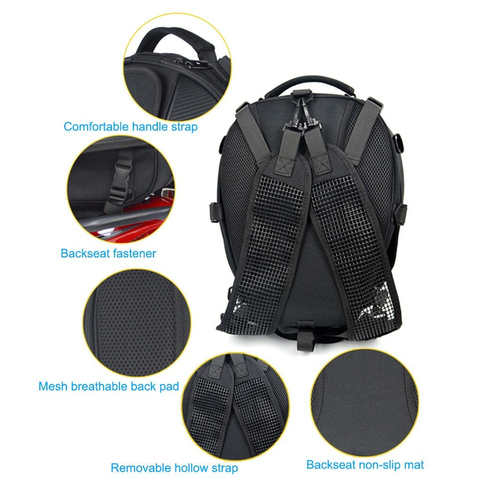 Red Motorcycle Dual-Use Seat Bag & Backpack for Helmet and Luggage Storage