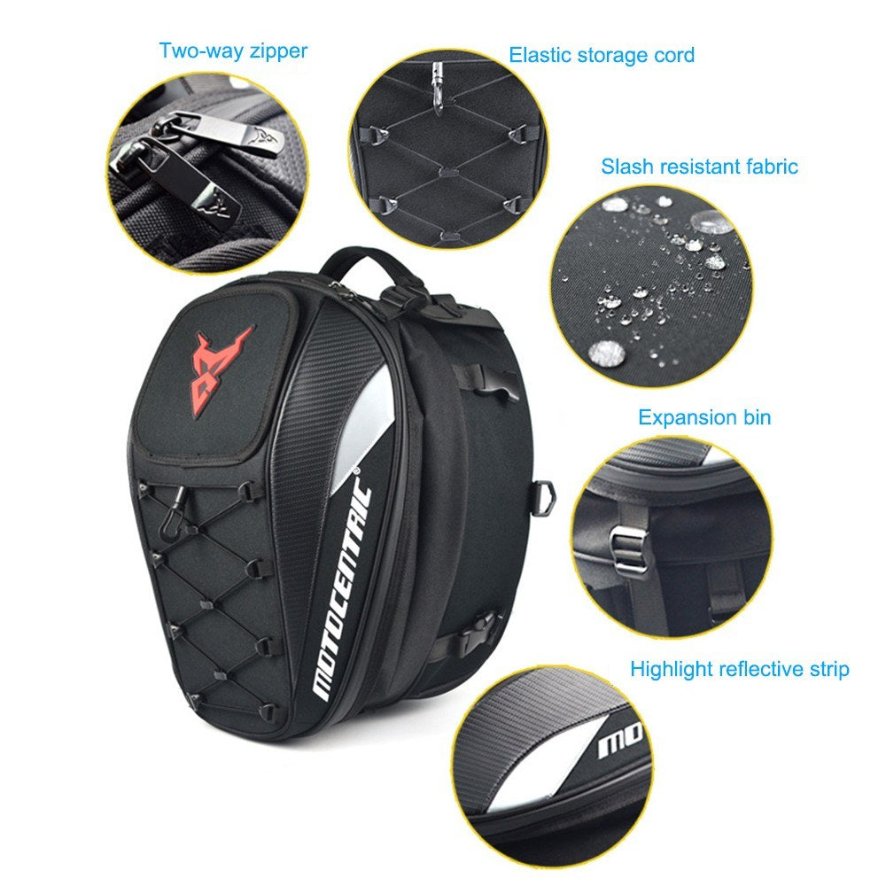 Red Motorcycle Dual-Use Seat Bag & Backpack for Helmet and Luggage Storage