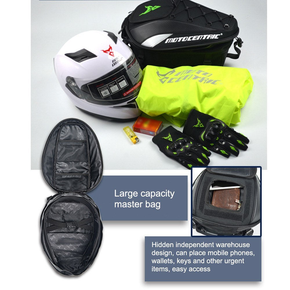 Red Motorcycle Dual-Use Seat Bag & Backpack for Helmet and Luggage Storage