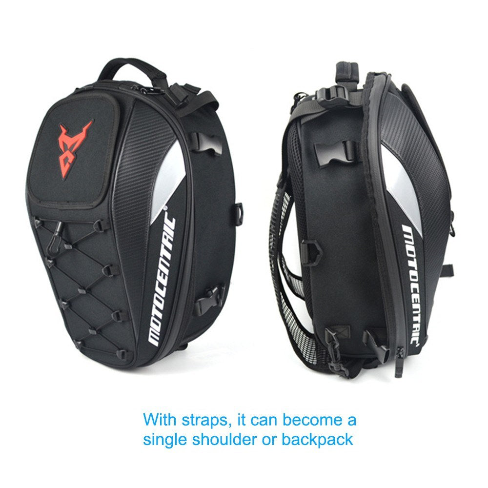 Red Motorcycle Dual-Use Seat Bag & Backpack for Helmet and Luggage Storage