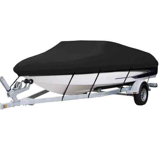 Waterproof Heavy Duty Silver Reflective Boat Cover - 300D Oxford Fabric, Anti-Smashing, Tear-Proof, Fits V-Hull, Tri-Hull, Runabouts & Bass Boats