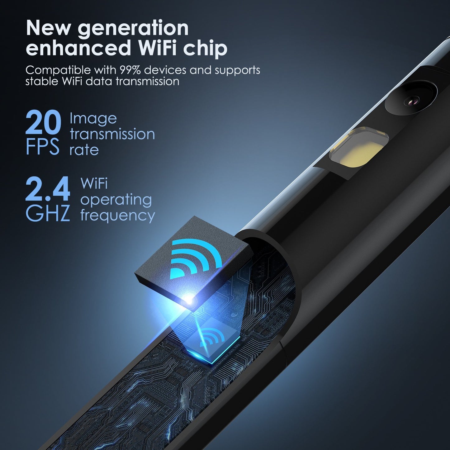 1920x1440 Dual-Lens Endoscope Camera with 7 LED Lights