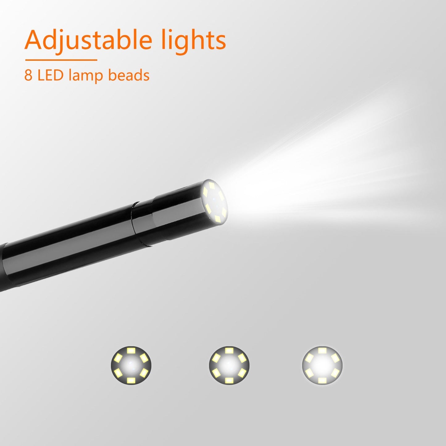 Dual Camera Industrial Endoscope with 8 LED Lights, 1920x1080P/2592x1944P