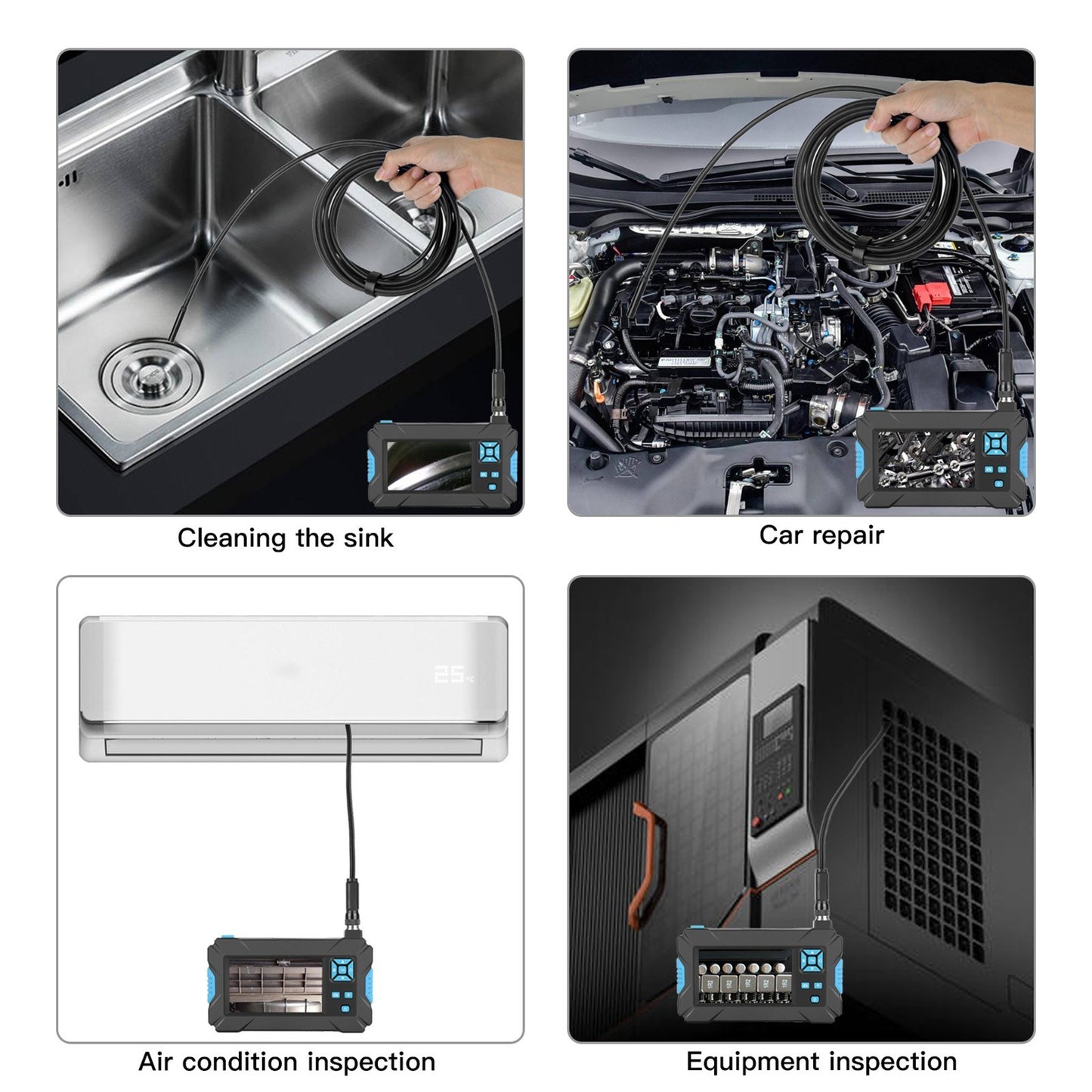 1920*1080P Industrial Endoscope Camera, 6 LED, IP67 Waterproof, 4.3 LCD, 5m Hard Wire, 5.5mm Diameter
