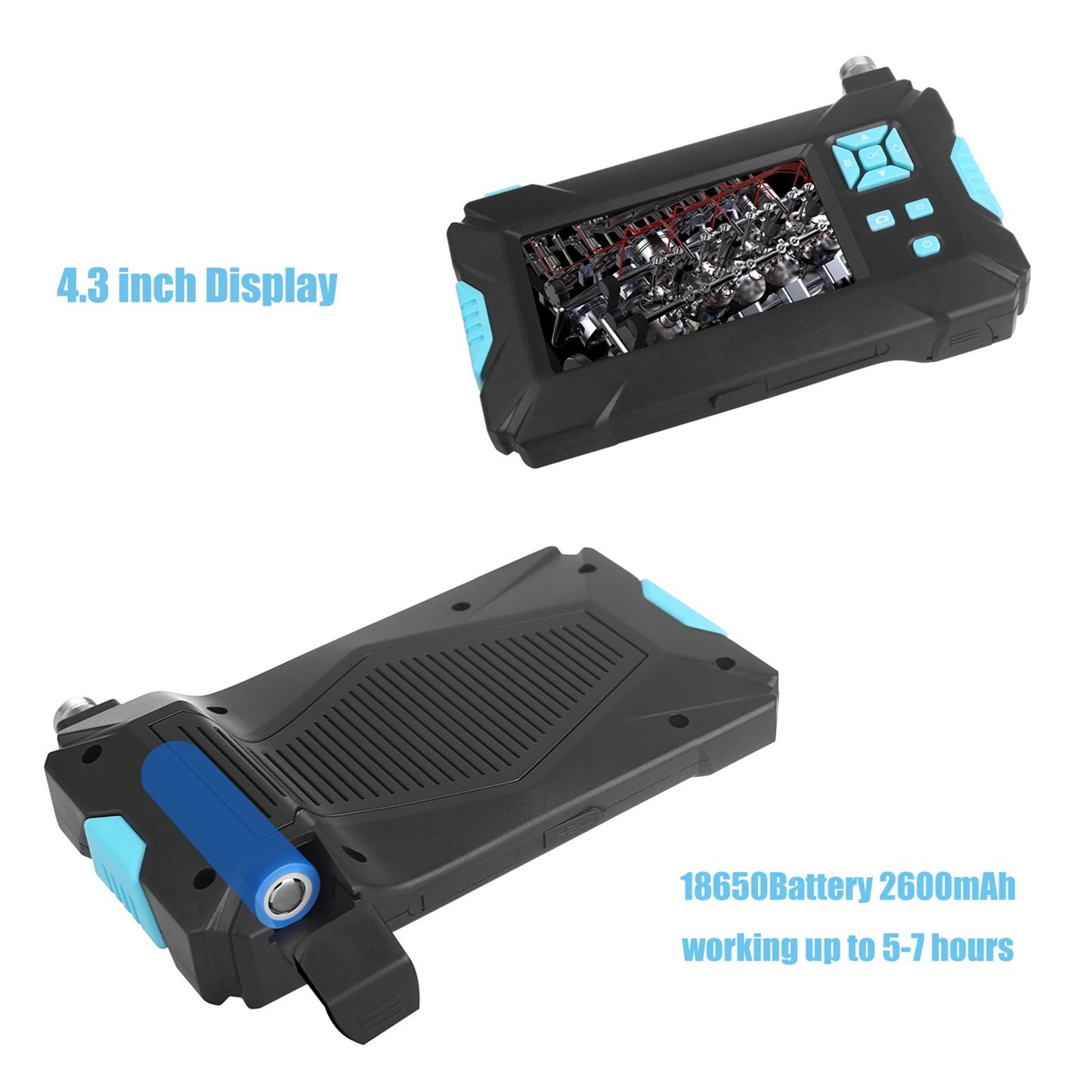 1920*1080P Industrial Endoscope Camera, 6 LED, IP67 Waterproof, 4.3 LCD, 5m Hard Wire, 5.5mm Diameter