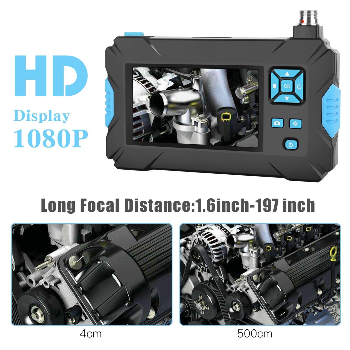 1920*1080P Industrial Endoscope Camera, 6 LED, IP67 Waterproof, 4.3 LCD, 5m Hard Wire, 5.5mm Diameter