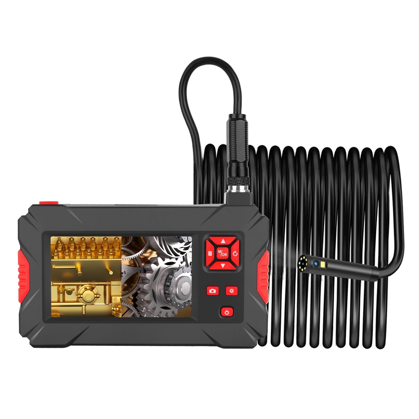 1920*1080P Industrial Endoscope Camera, 6 LED, IP67 Waterproof, 4.3 LCD, 5m Hard Wire, 5.5mm Diameter