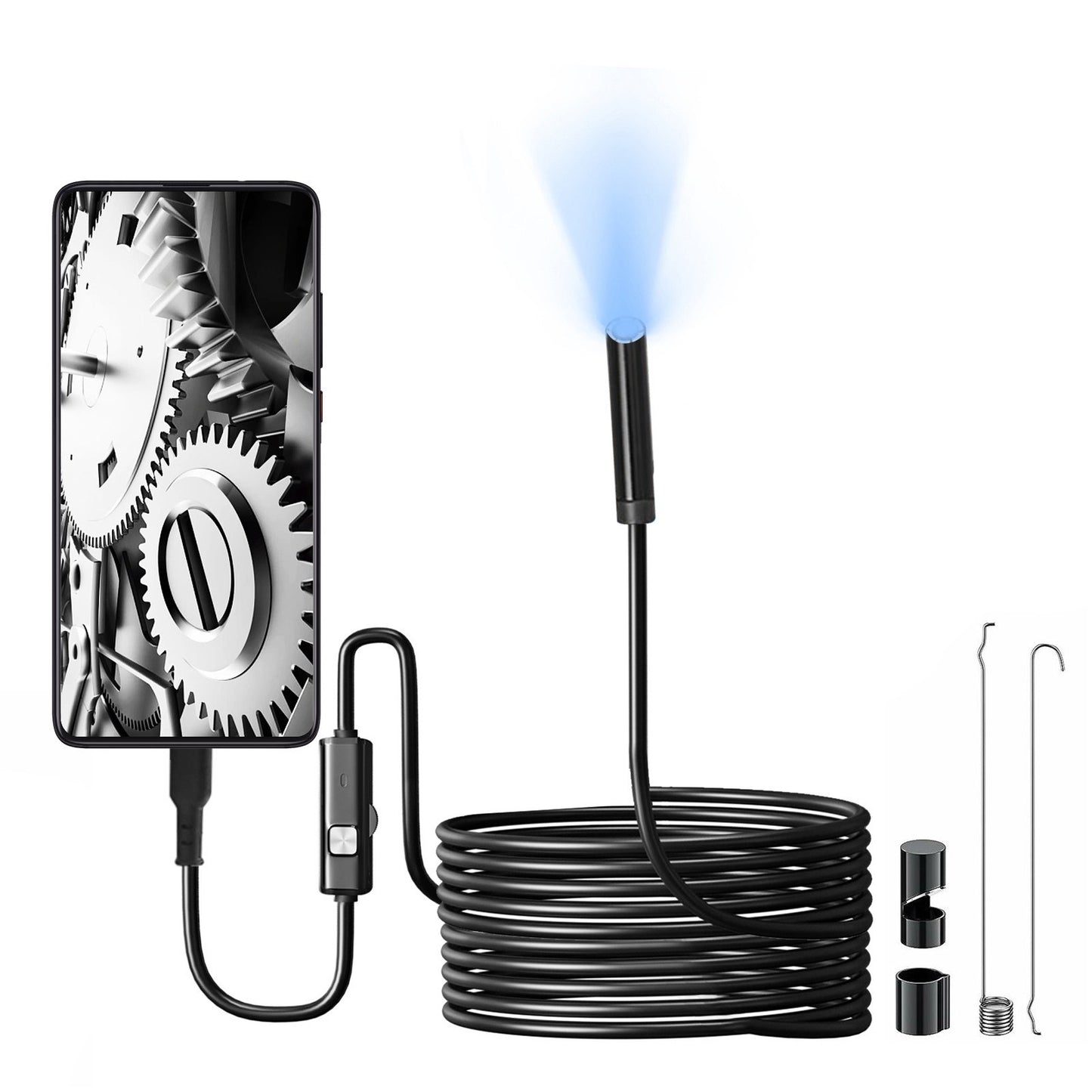 1920P HD Single Lens Borescope with 8 Adjustable LED Lights