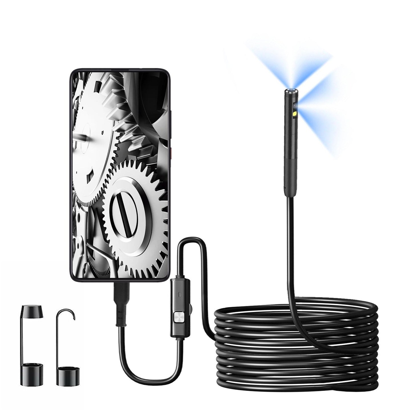 1920P HD Single Lens Borescope with 8 Adjustable LED Lights