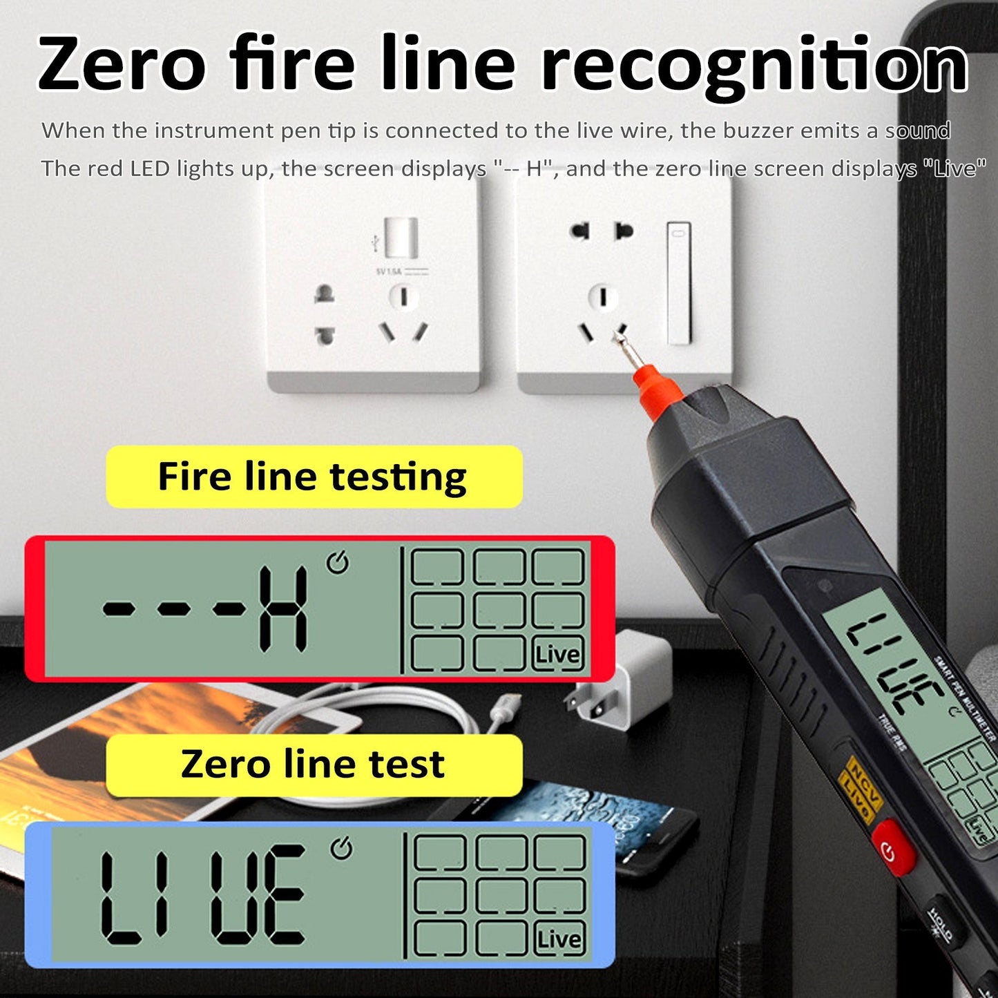 2-in-1 Pen Type Digital Multimeter, 4000 Count AC/DC Voltage Tester