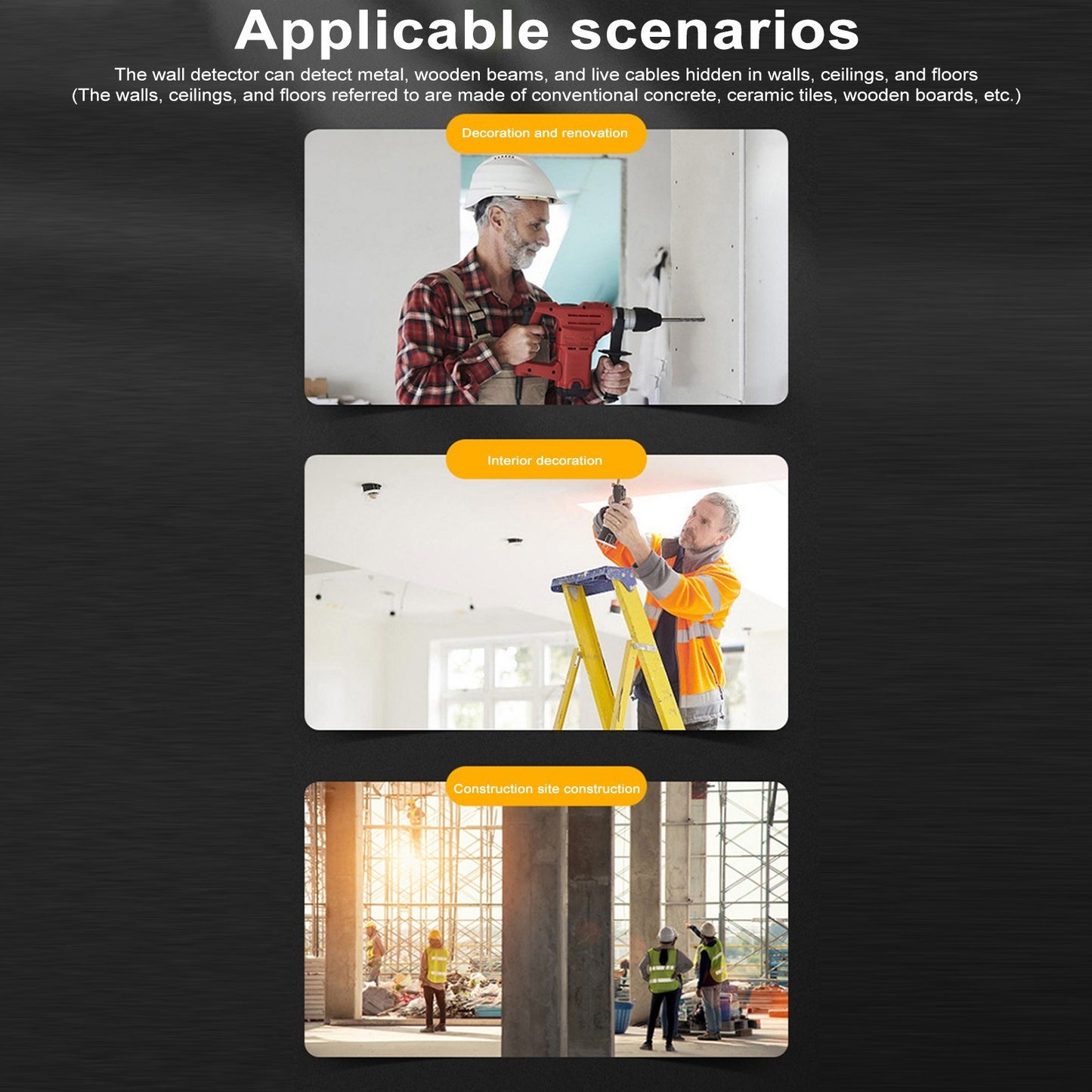 5-in-1 Electronic Wall Scanner Stud Finder with HD LCD, Wood Metal Wire Detection & Warning Function