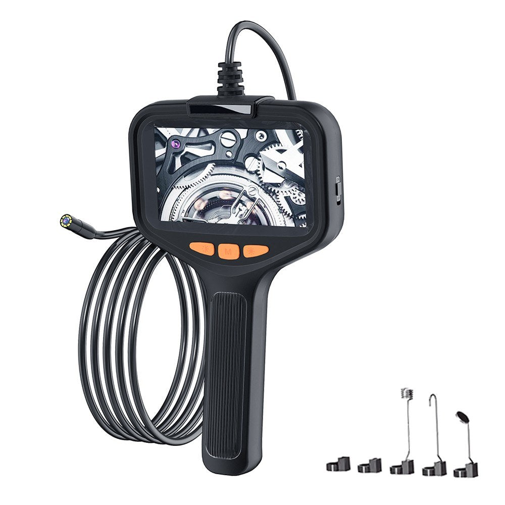 1080P HD Borescope with 4.3 Screen, 8 LED Lights, 16.4ft Rigid Cord Inspection Camera