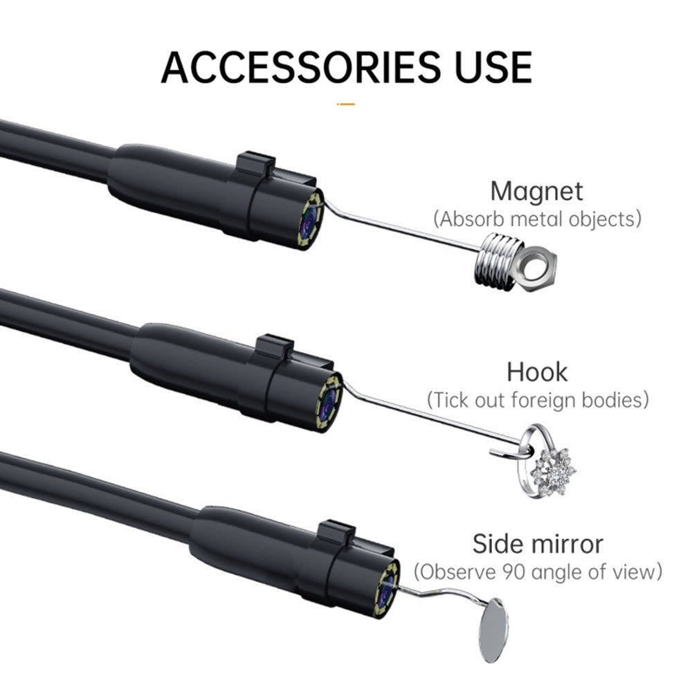 1080P HD Borescope with 4.3 Screen, 8 LED Lights, 16.4ft Rigid Cord Inspection Camera