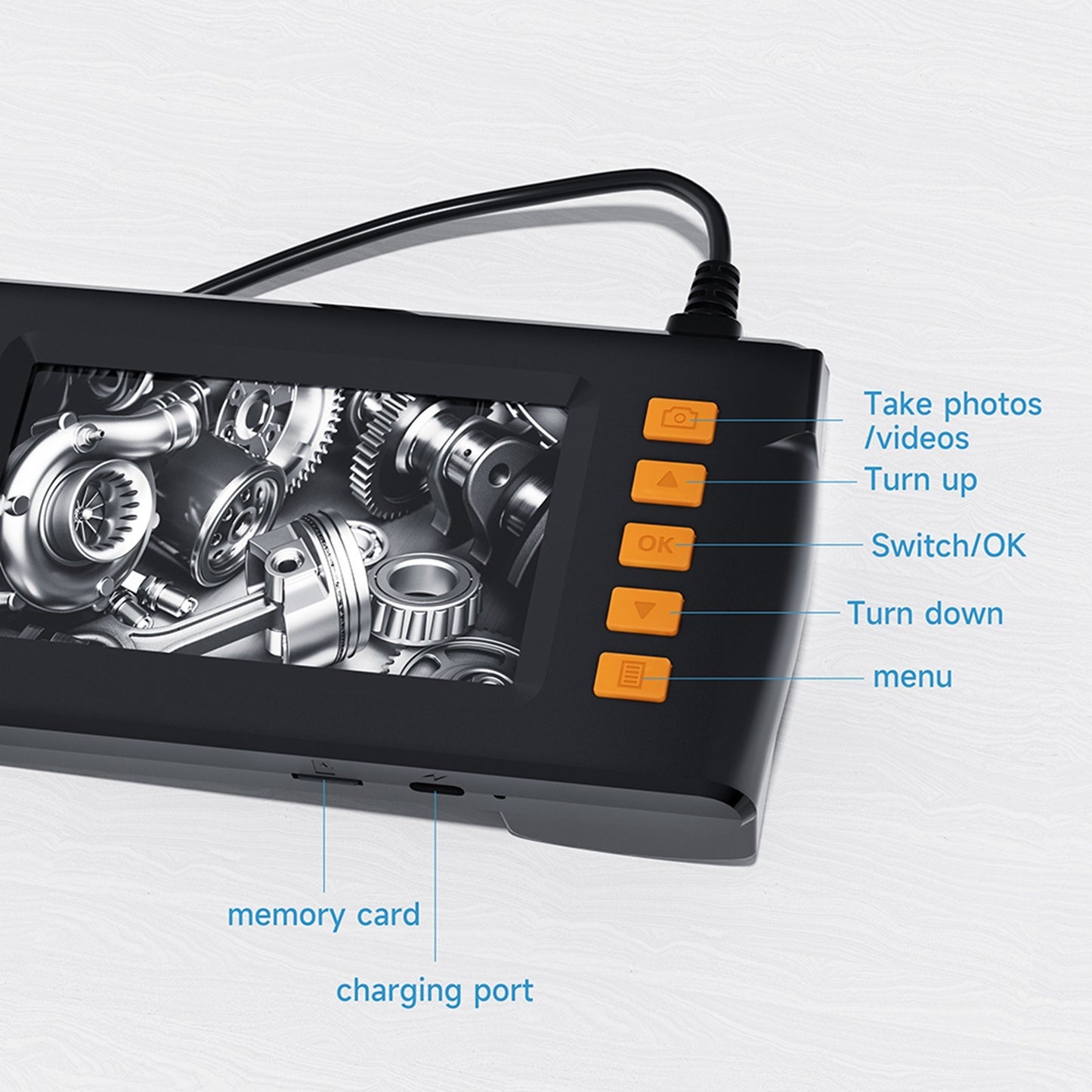 1080P HD Endoscope Camera with 4.3 LCD & 8 LED Lights