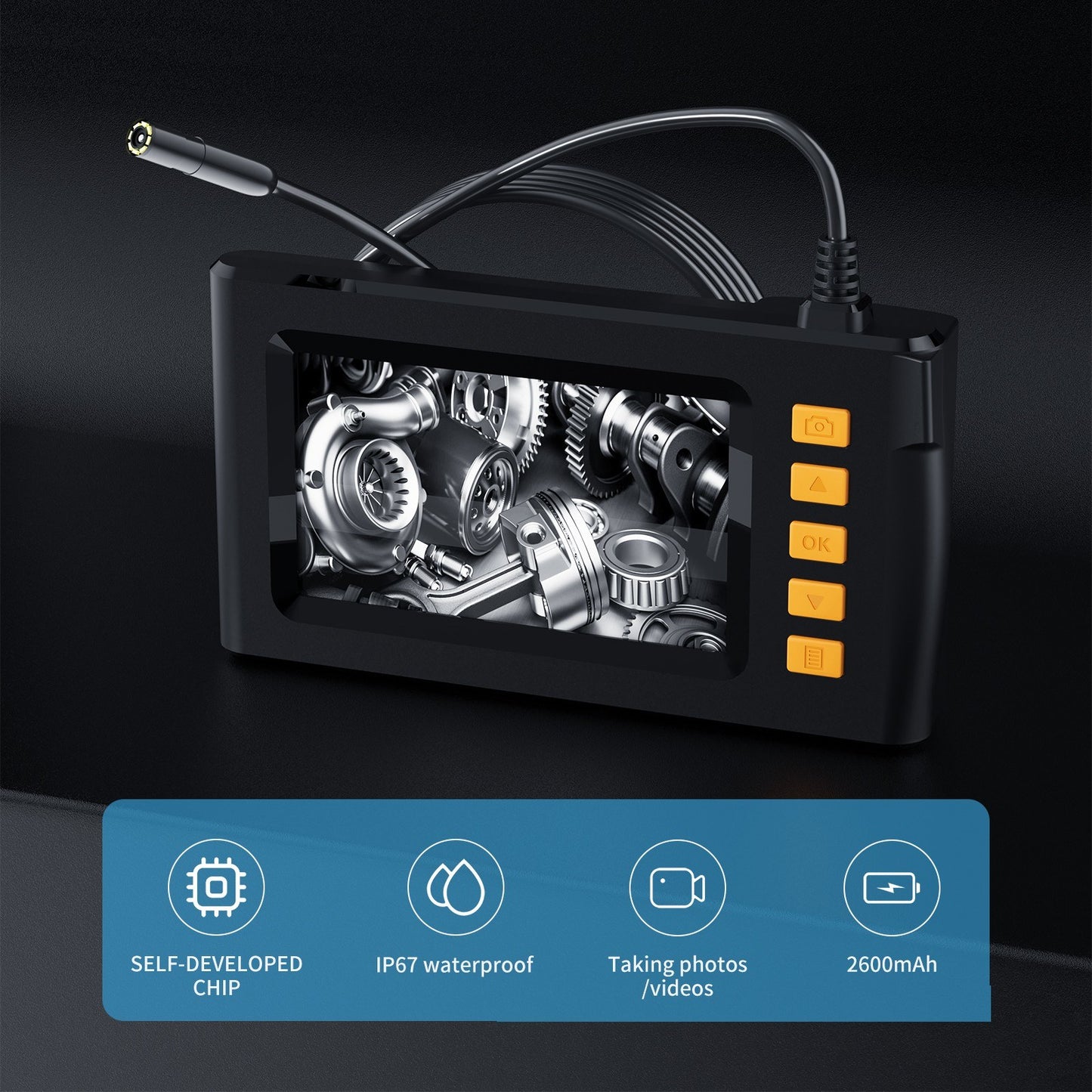 1080P HD Endoscope Camera with 4.3 LCD & 8 LED Lights