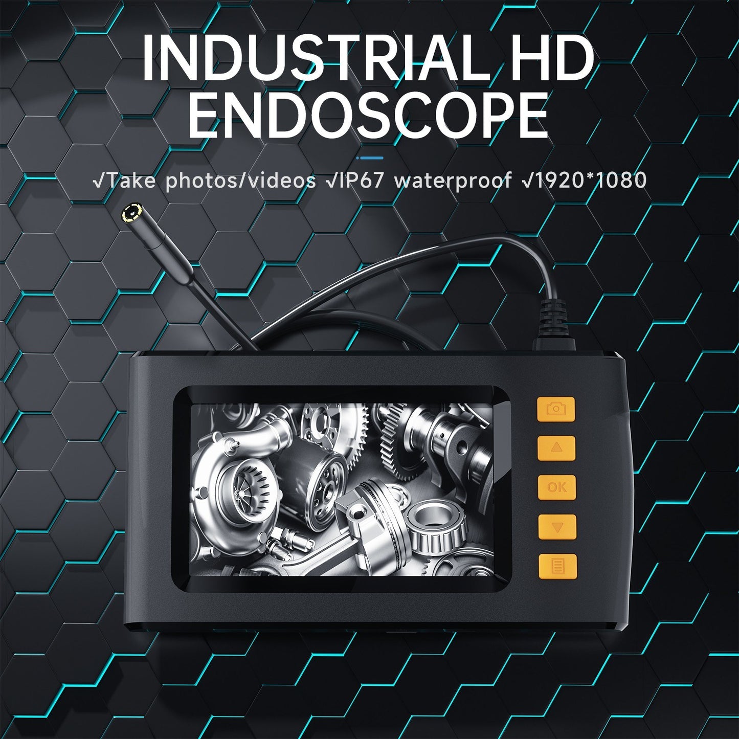 1080P HD Endoscope Camera with 4.3 LCD & 8 LED Lights