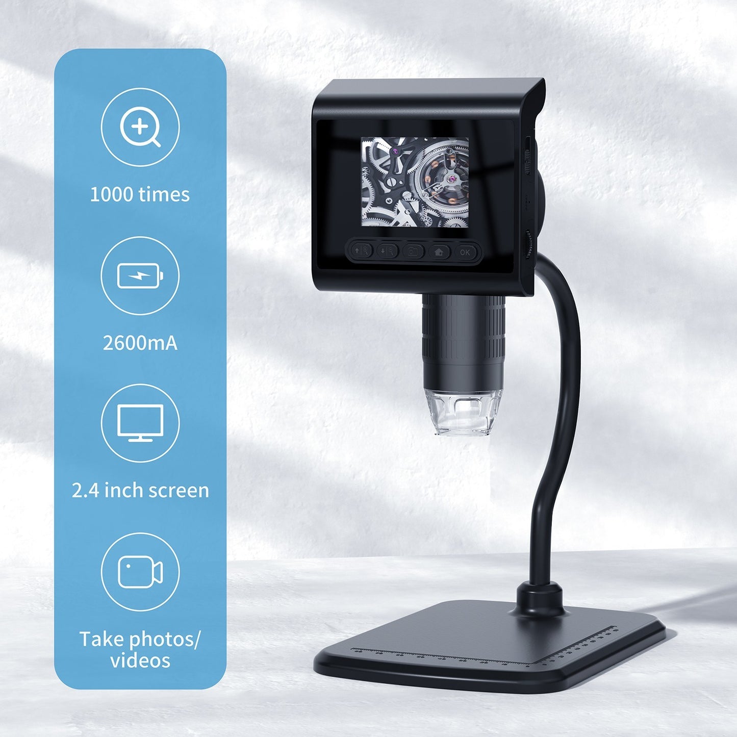 1080P 1000X Digital Microscope Camera with 2.4 Inch LCD Display