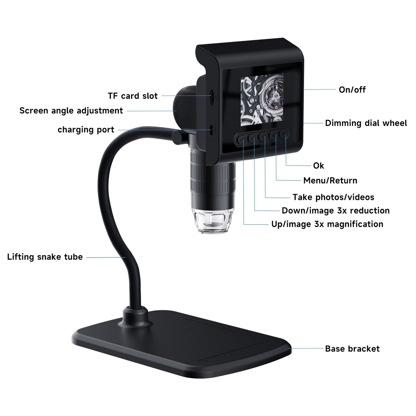 1080P 1000X Digital Microscope Camera with 2.4 Inch LCD Display