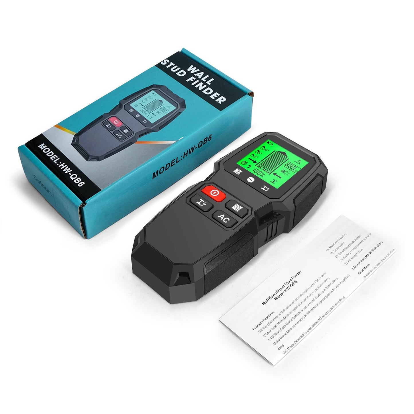 5-in-1 Electronic Stud Finder Wall Scanner with HD LCD & Warning - Detects Wood, Metal, Wire