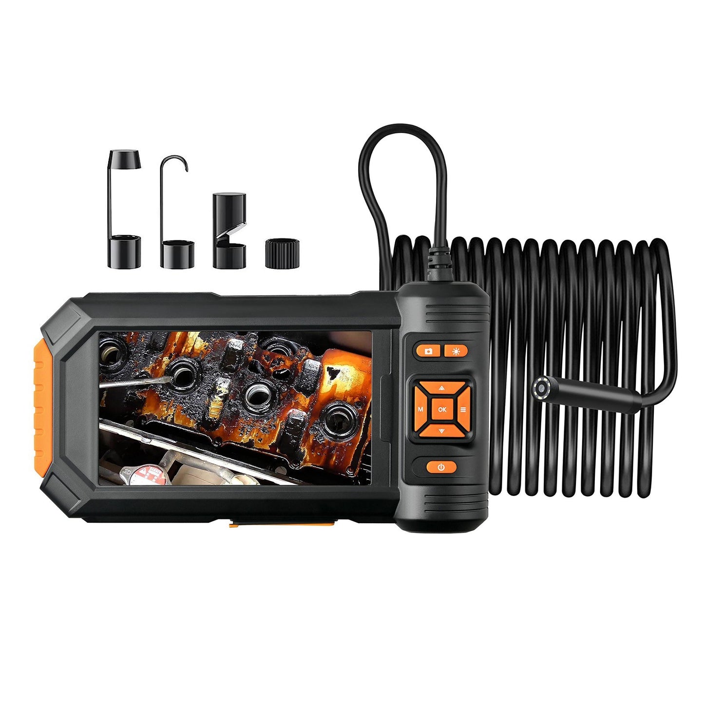 5-Inch LCD Borescope, 1080P, 8 LED, 16.4ft Rigid Cord, Single-Lens