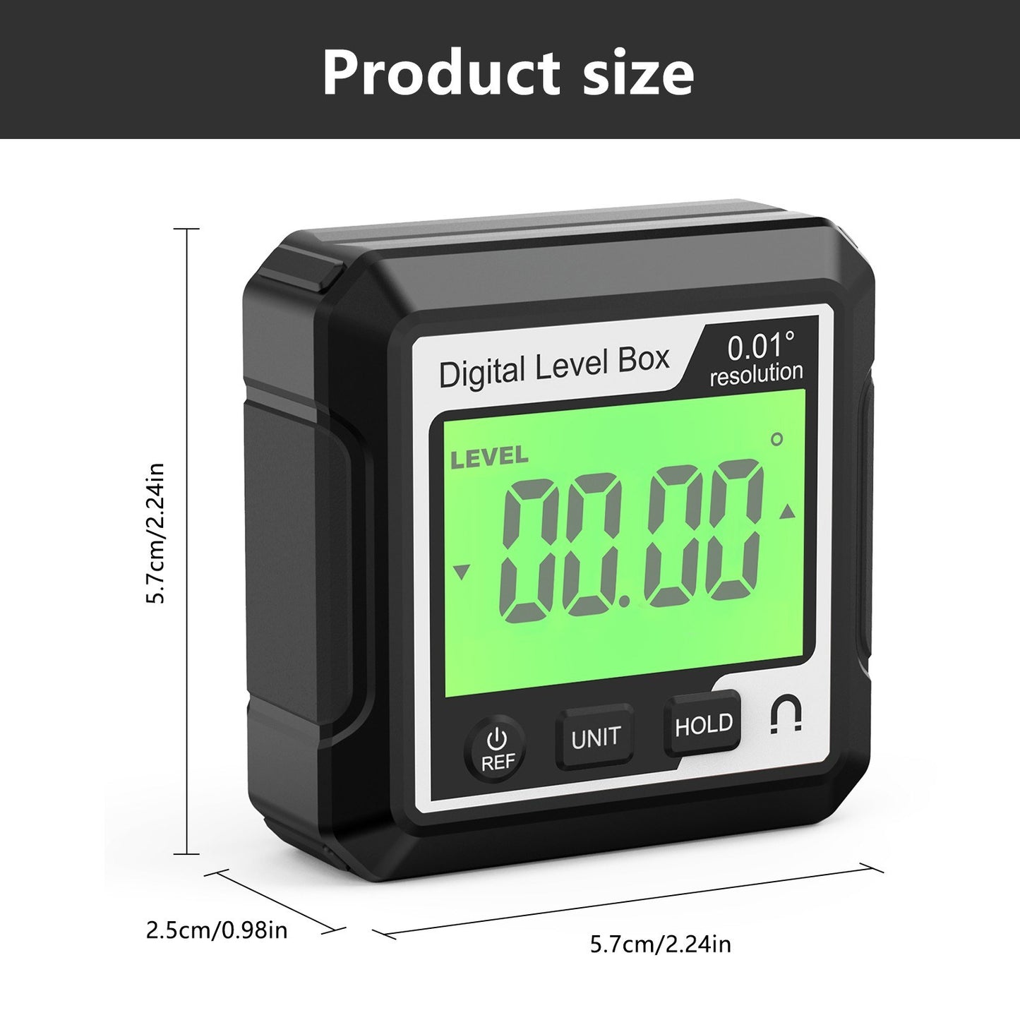 Digital Magnetic Angle Finder with Backlit LCD Display