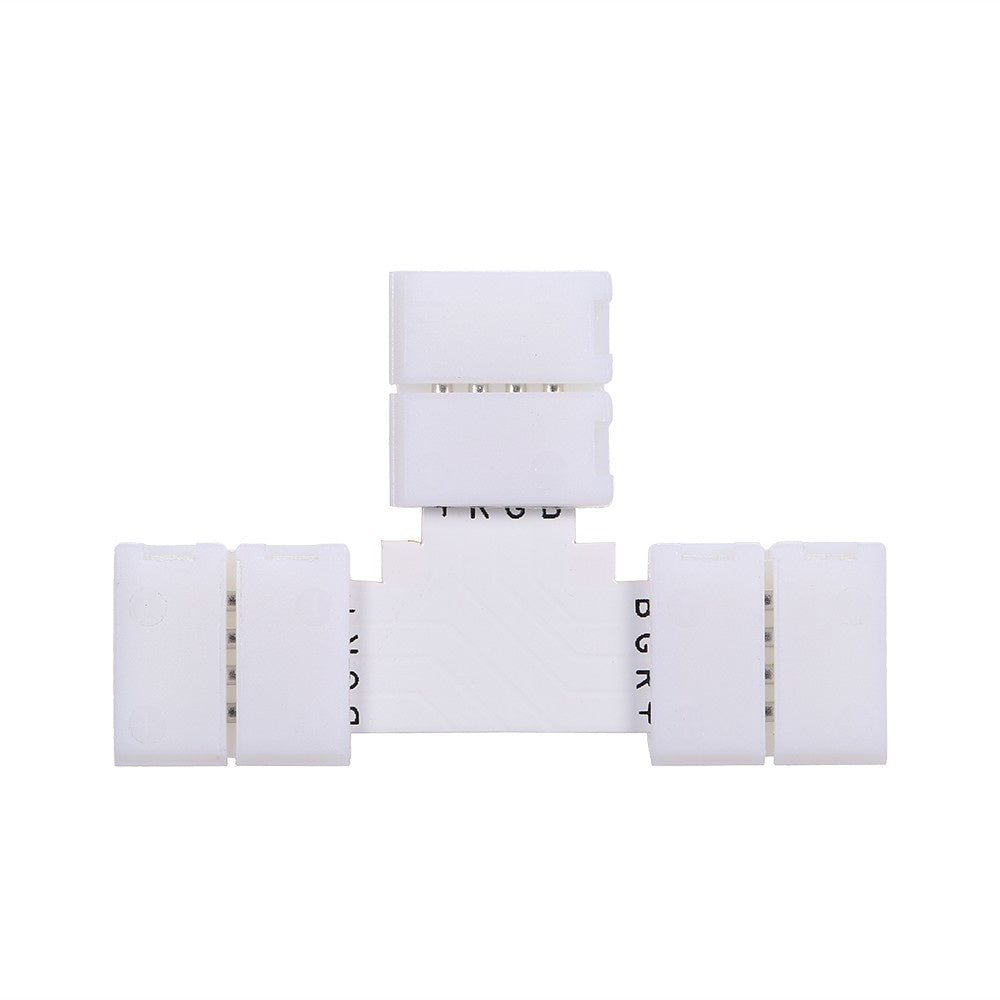 10 Pack T-Shape 4-Pin RGB LED Strip Connector Splitters - White