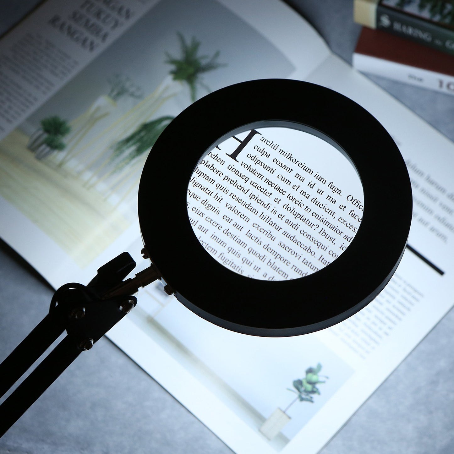 8X LED Magnifying Glass Lamp with Clamp - 64 LEDs, 10 Brightness Levels, Dimmable 3-Color Temperature, USB Powered Desk Light with Flexible Foldable Bracket for Printing, Carving, Stamps & More
