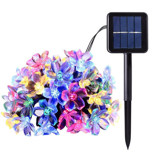 7m Solar Cherry Blossom String Lights - 50 Colorful LED Fairy Flowers