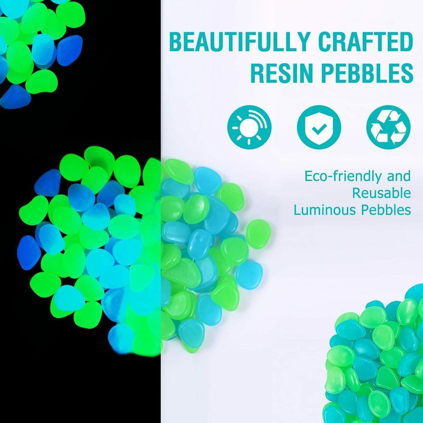 Glowing Pebbles: 300 Luminous Rocks for Garden, Yard, and Lawn Decor