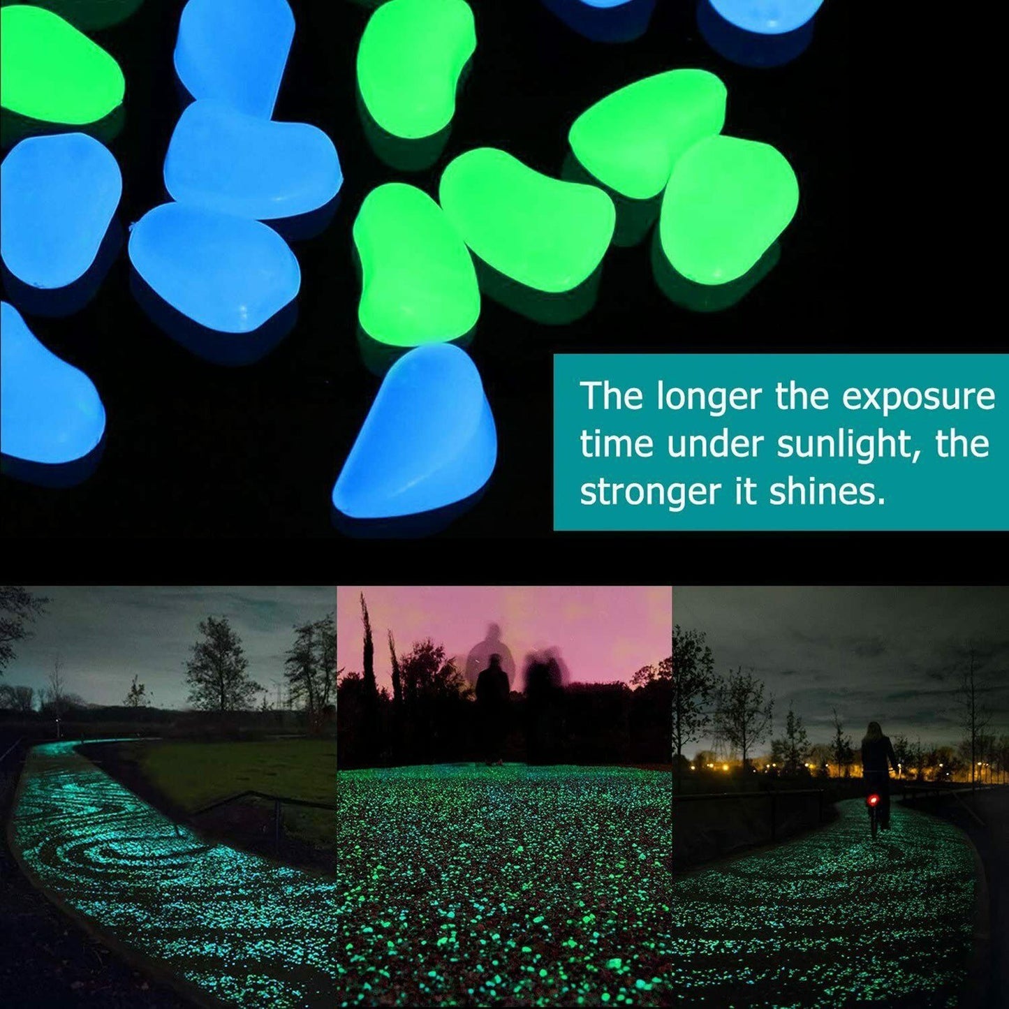 Glowing Pebbles: 300 Luminous Rocks for Garden, Yard, and Lawn Decor