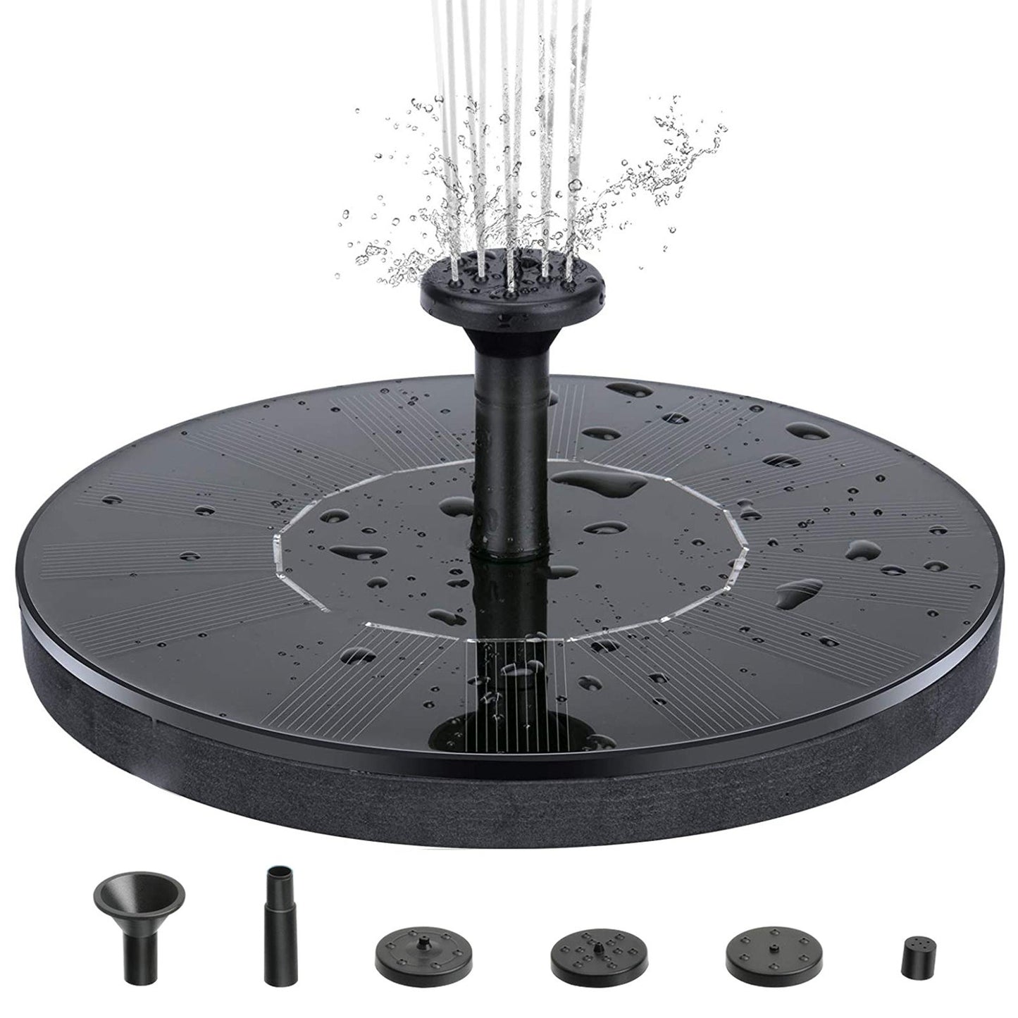 Floating Solar Fountain Pump for Bird Bath & Pools with 4 Spray Nozzles - Courtyard Landscape Fountain
