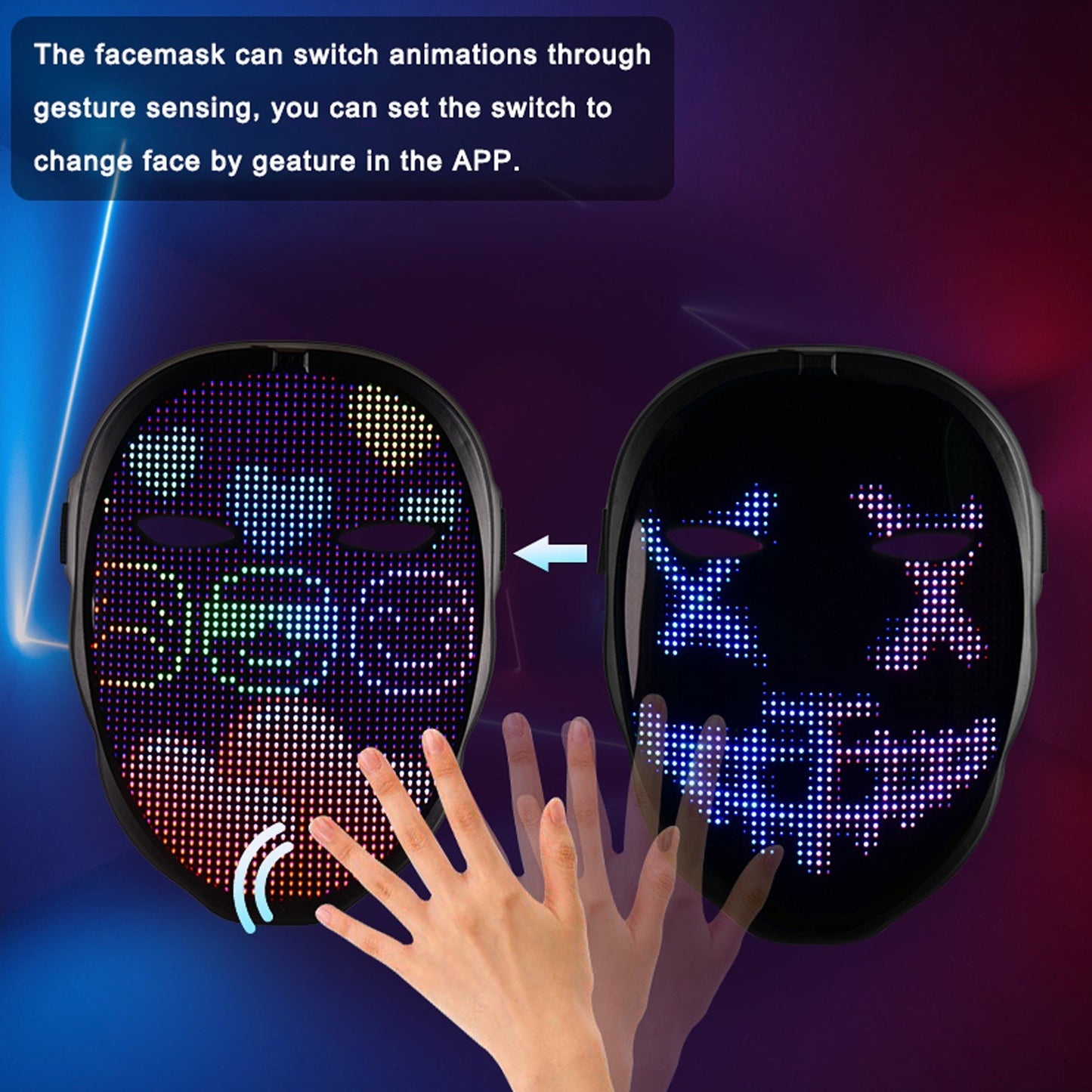 Gesture-Controlled LED Light-Up Face Mask Costume