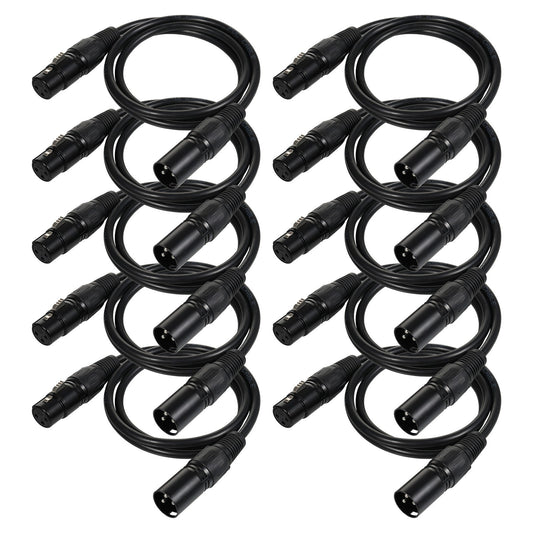 10-Pack 3.3ft DMX512 XLR Signal/Microphone Cables