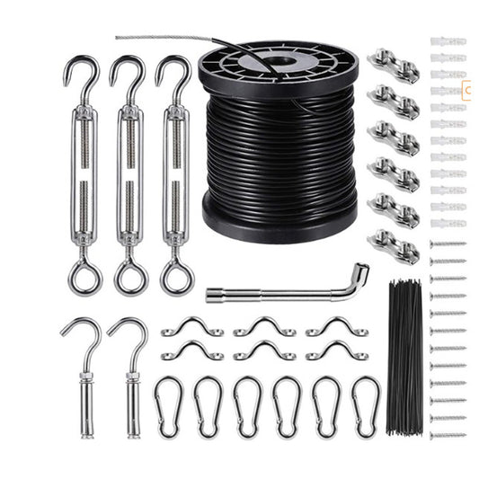 Outdoor String Lights Hanging Kit - Guide Wire & Suspension for Globe Lights