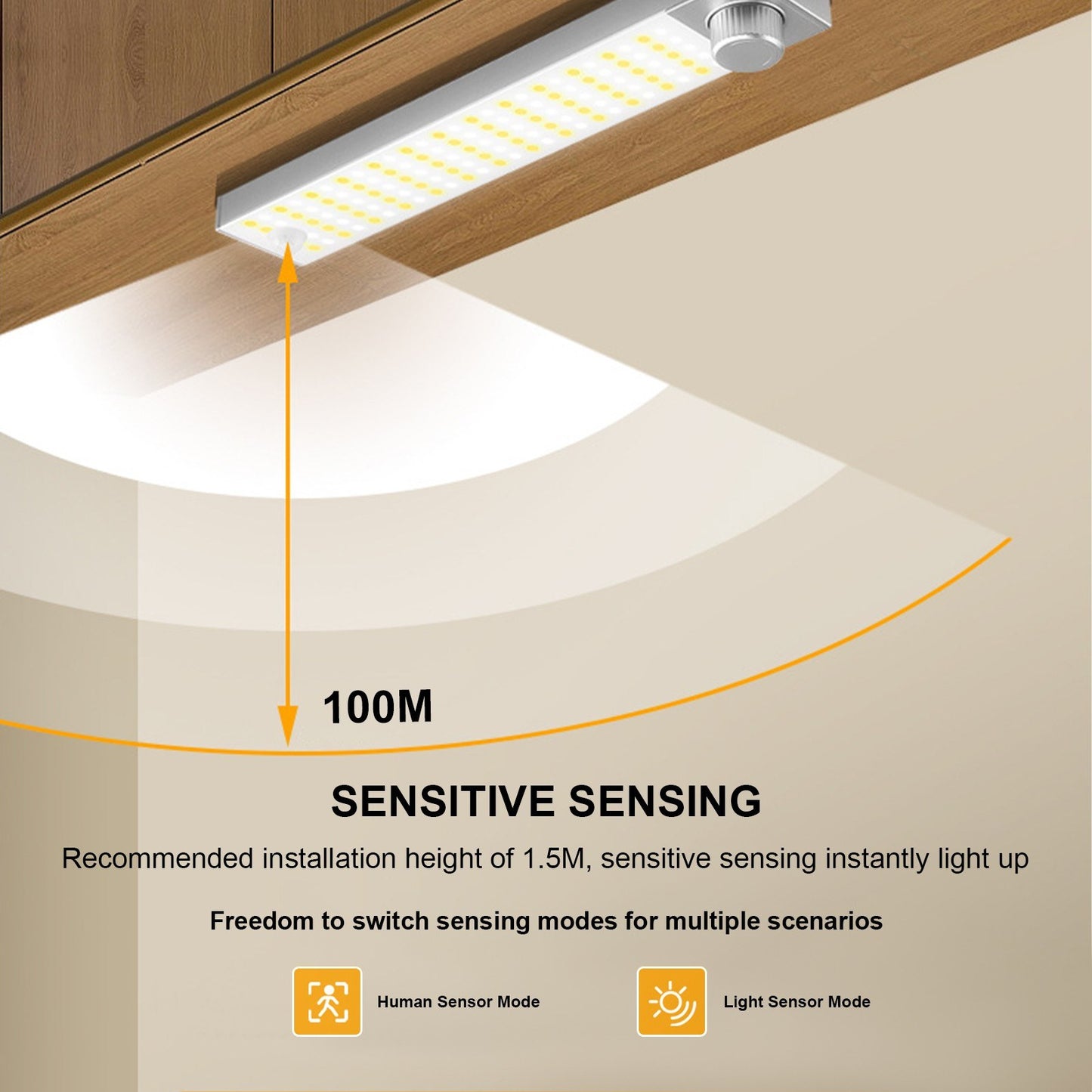 Adjustable 3-Color LED Cabinet Sensor Light with Rotary Switch