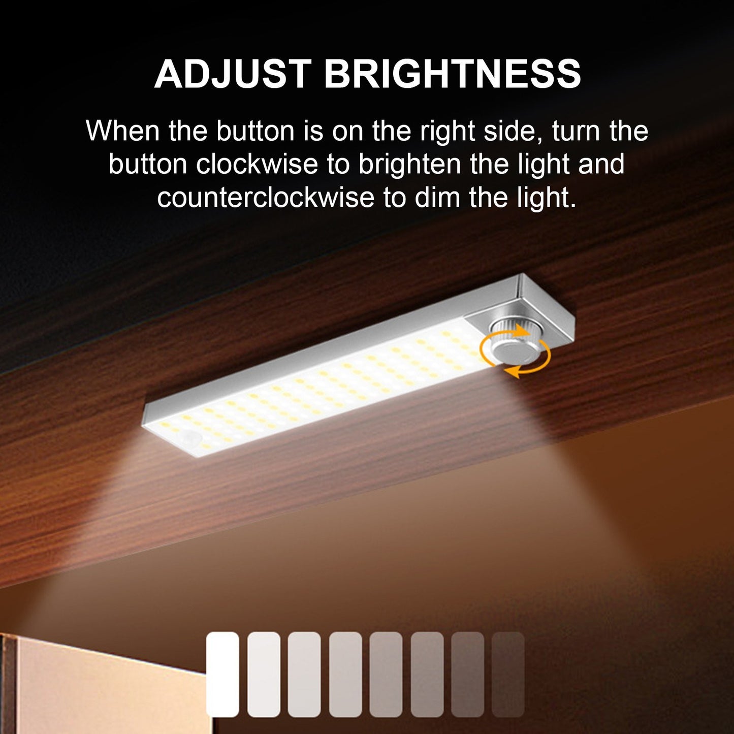 Adjustable 3-Color LED Cabinet Sensor Light with Rotary Switch