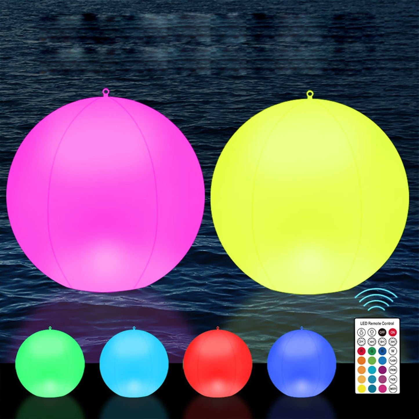 Solar Floating Pool Lights - 2PCS RGBW Color Changing LED Balls