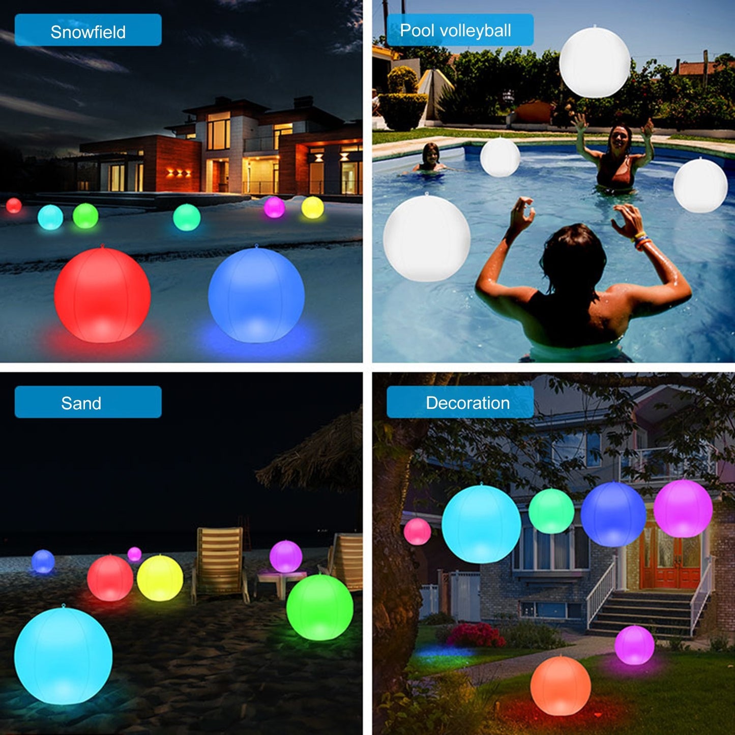 Solar Floating Pool Lights - 2PCS RGBW Color Changing LED Balls